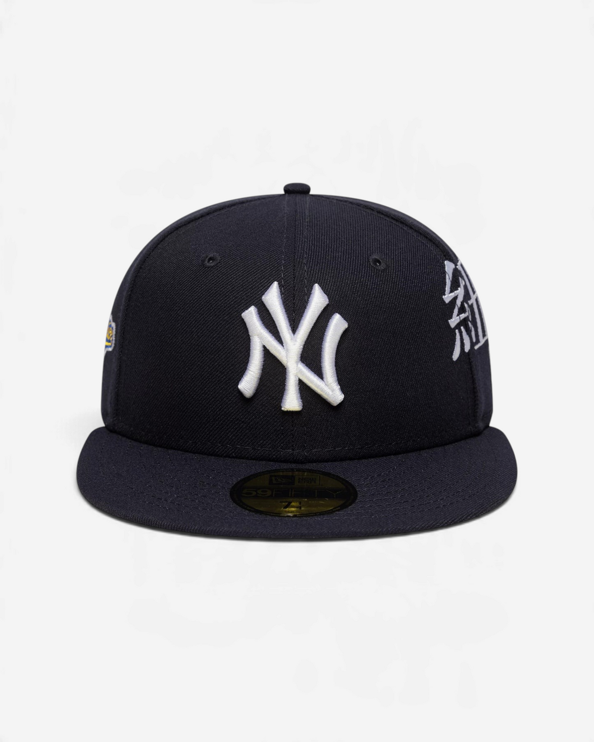 Astrofat black 59FIFTY New York Yankees fitted cap with white embroidered logo and Kanji side detailing