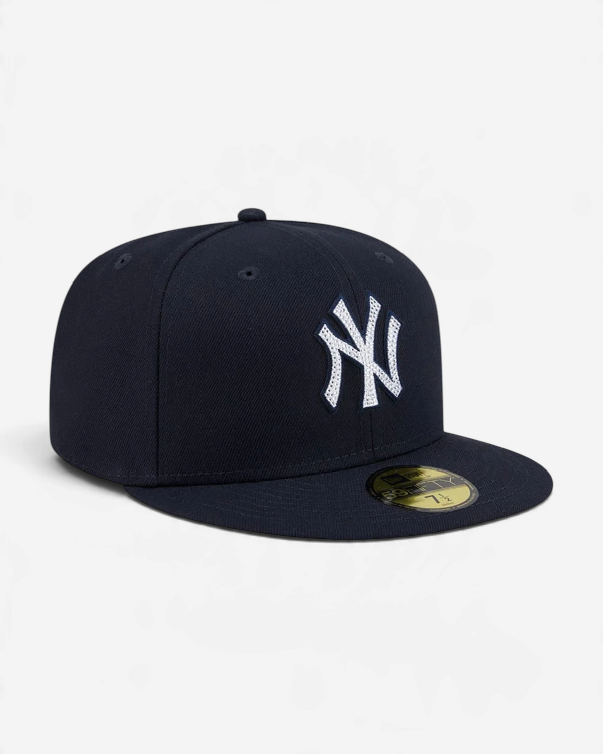 Astrofat navy 59FIFTY fitted New York Yankees cap with a white rhinestone NY logo and flat visor