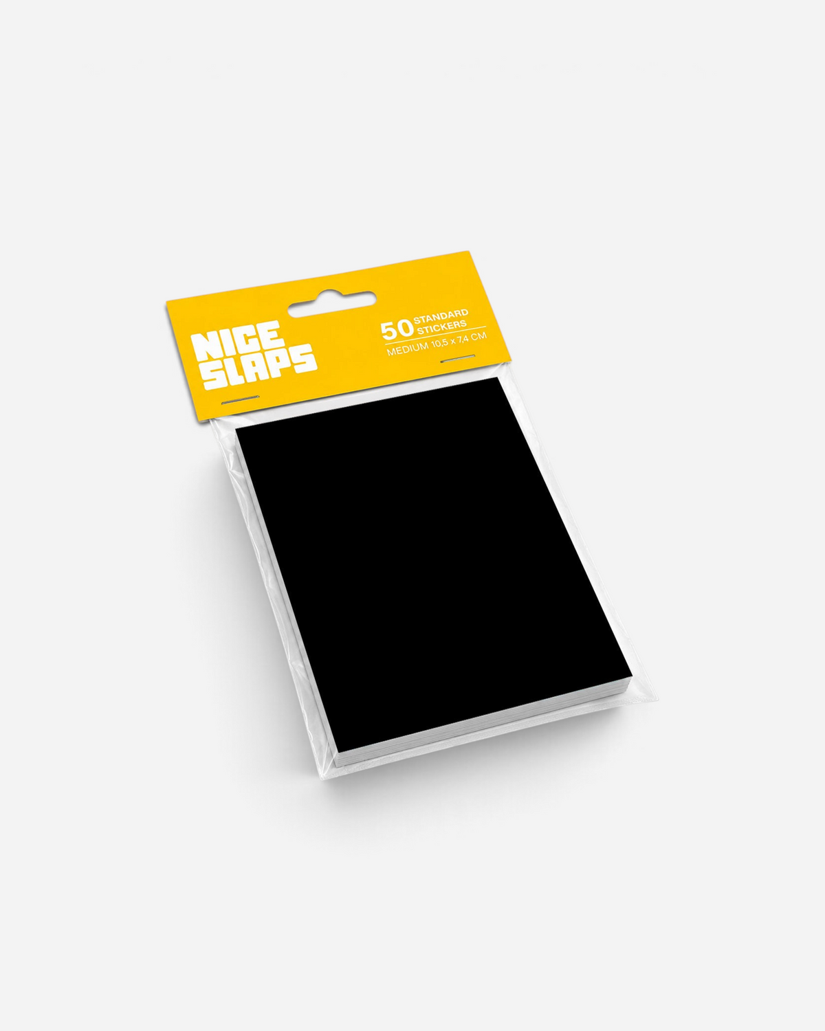Astrofat Nice Slaps medium black blank stickers in a 50-pack with a smooth semi-gloss finish for tagging.