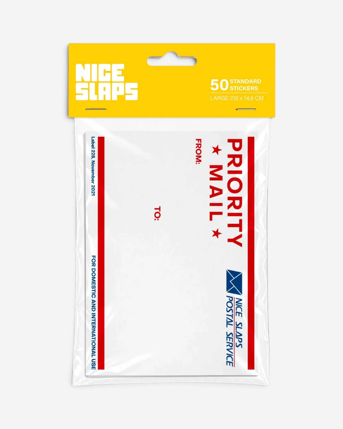 Astrofat Nice Slaps Priority Mail style large adhesive stickers in a pack of 50 for graffiti tagging and art