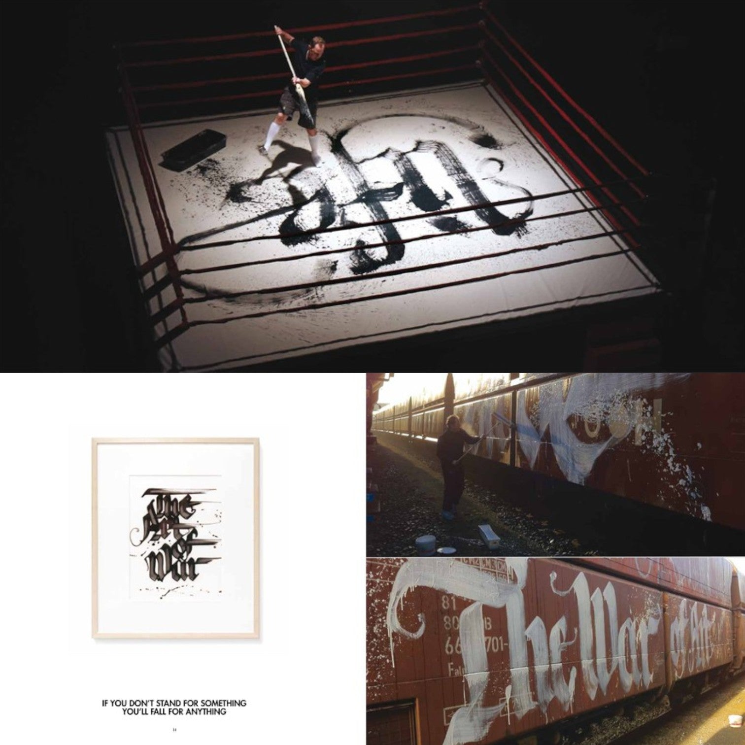 Astrofat book 'Painter' by Niels Shoe Meulman featuring calligraphy art on trains and framed artwork.