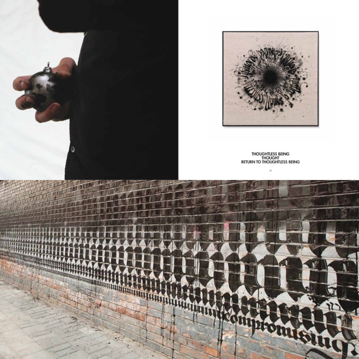 Astrofat book 'Niels SHOE Meulman: Painter' features black and white calligraffiti art on a brick wall.