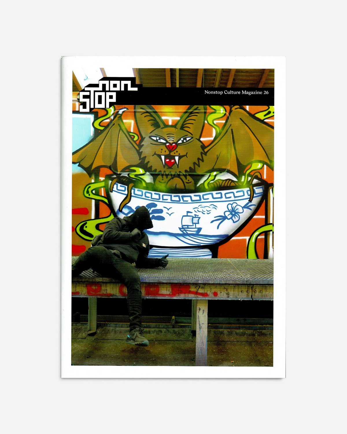 Astrofat Non Stop Magazine Issue 26 featuring graffiti art of a bat in a bowl on the cover.