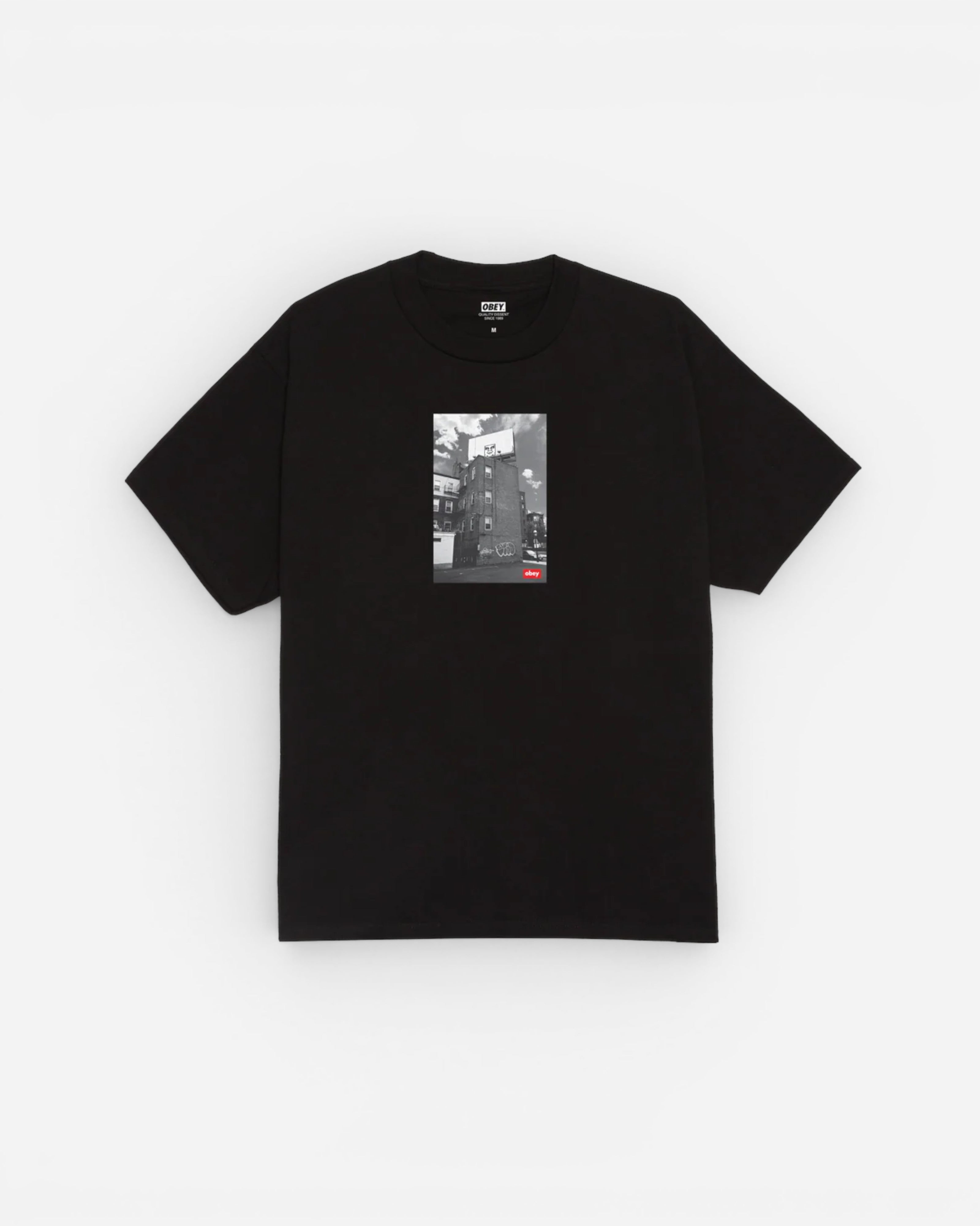 Astrofat Obey Boston Billboard T-shirt in black 100% cotton with a regular fit and a graphic print on the front.