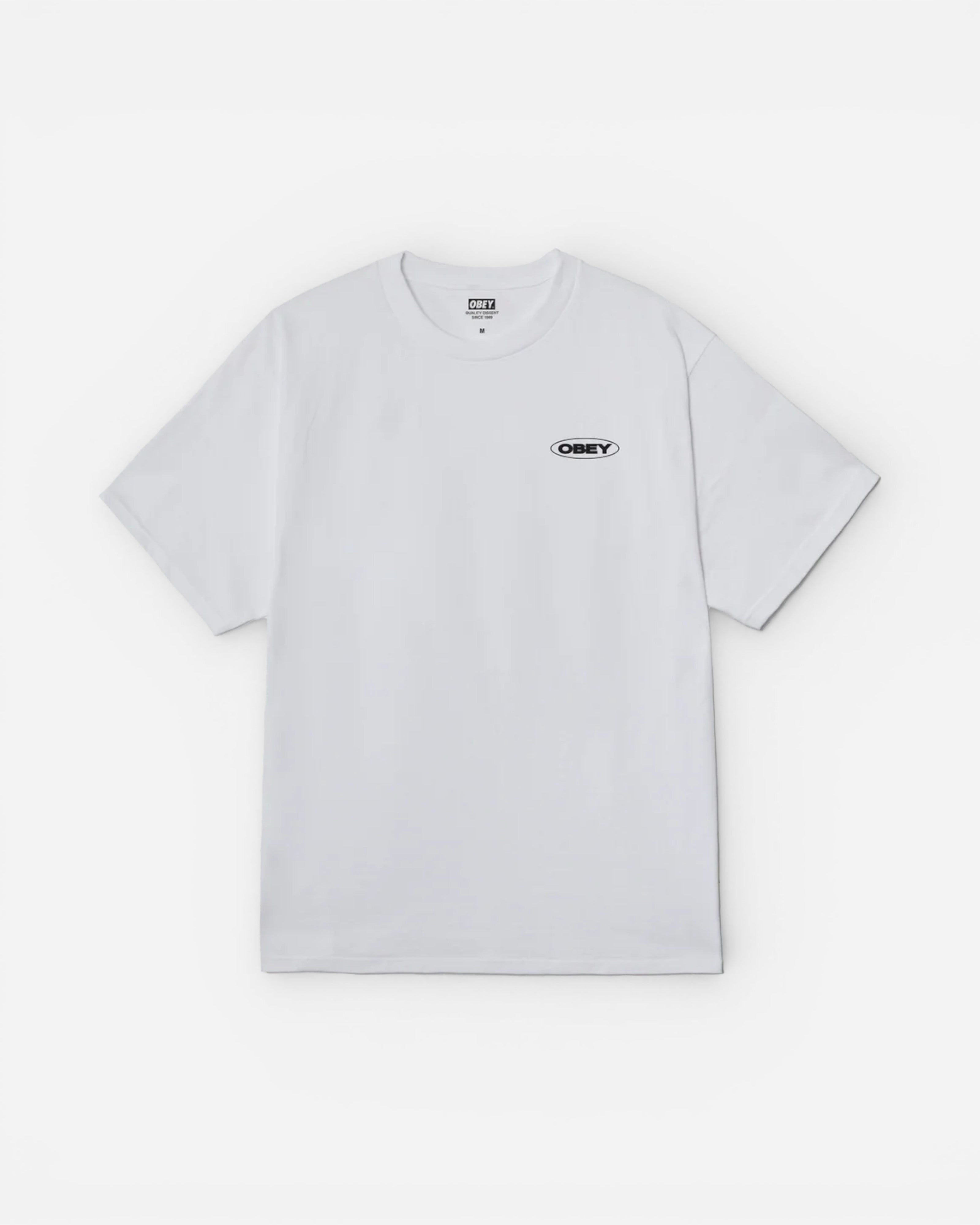 Astrofat Obey Global Impact white 100% cotton t-shirt with a regular fit and printed graphic on the front.