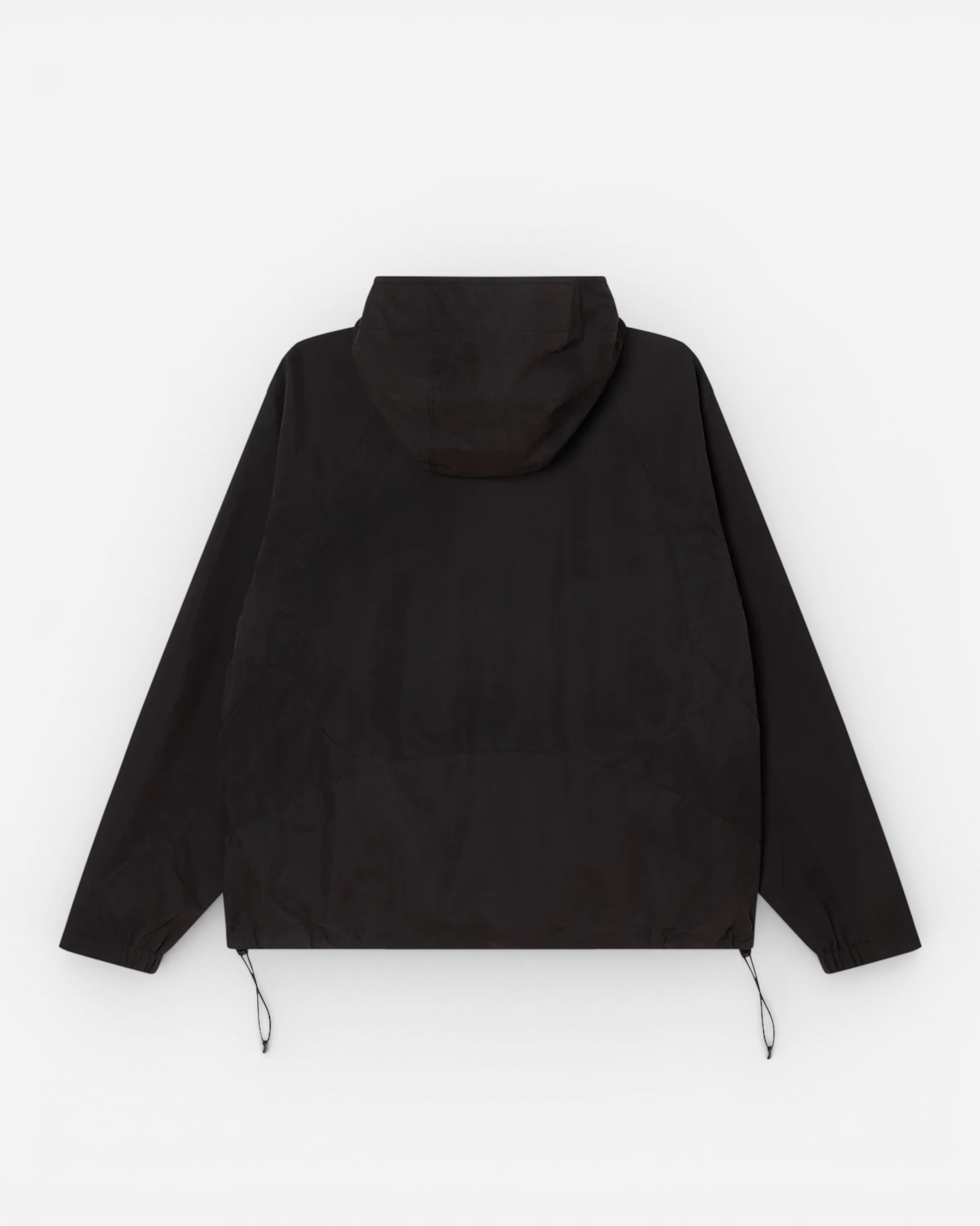 Astrofat Obey Sota Shell Jacket in black, featuring a hood, elasticated cuffs, and adjustable drawstring hem.