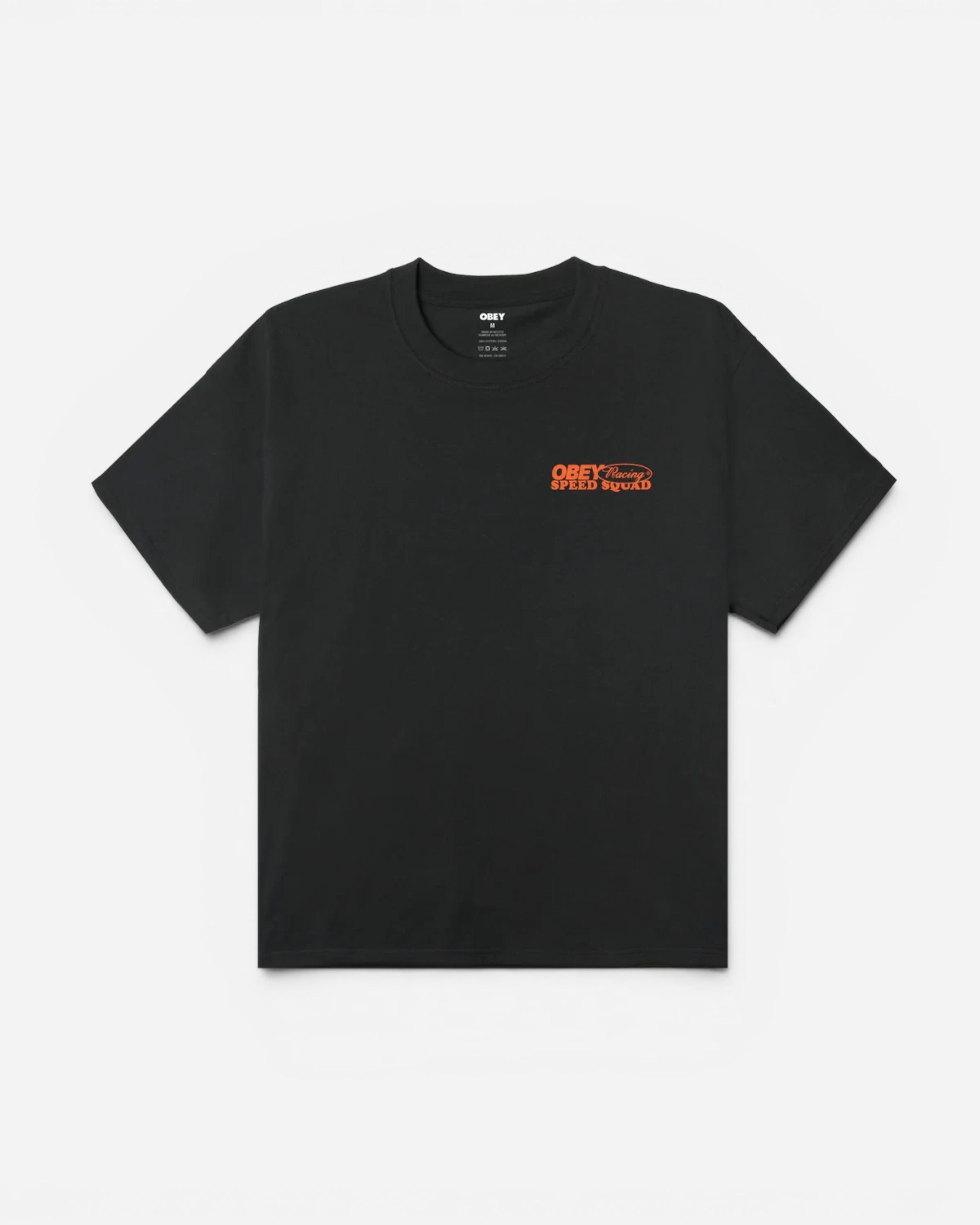 Astrofat Obey Speed Squad heavyweight vintage black cotton t-shirt with red chest logo graphic