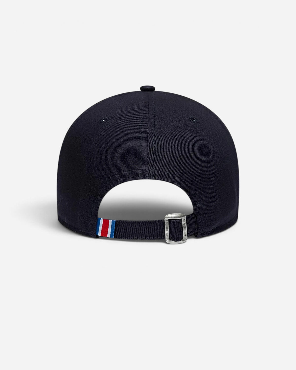 Astrofat Paris Saint Germain 9FORTY strapback cap in core black with an adjustable metal buckle and tricolor tab.