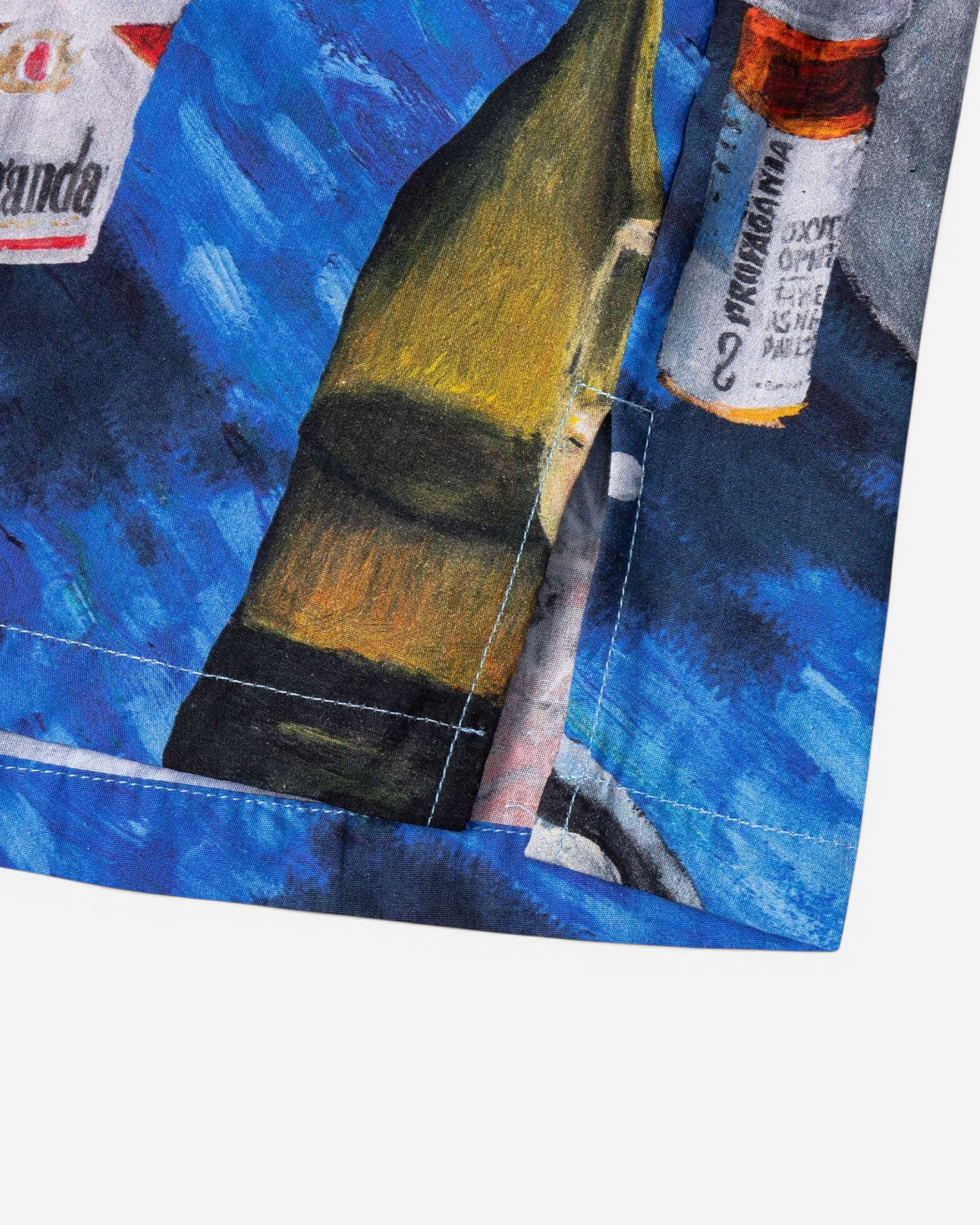 Astrofat Propaganda Oyster short sleeve cotton shirt with an all-over artistic print and a woven chest pocket label.