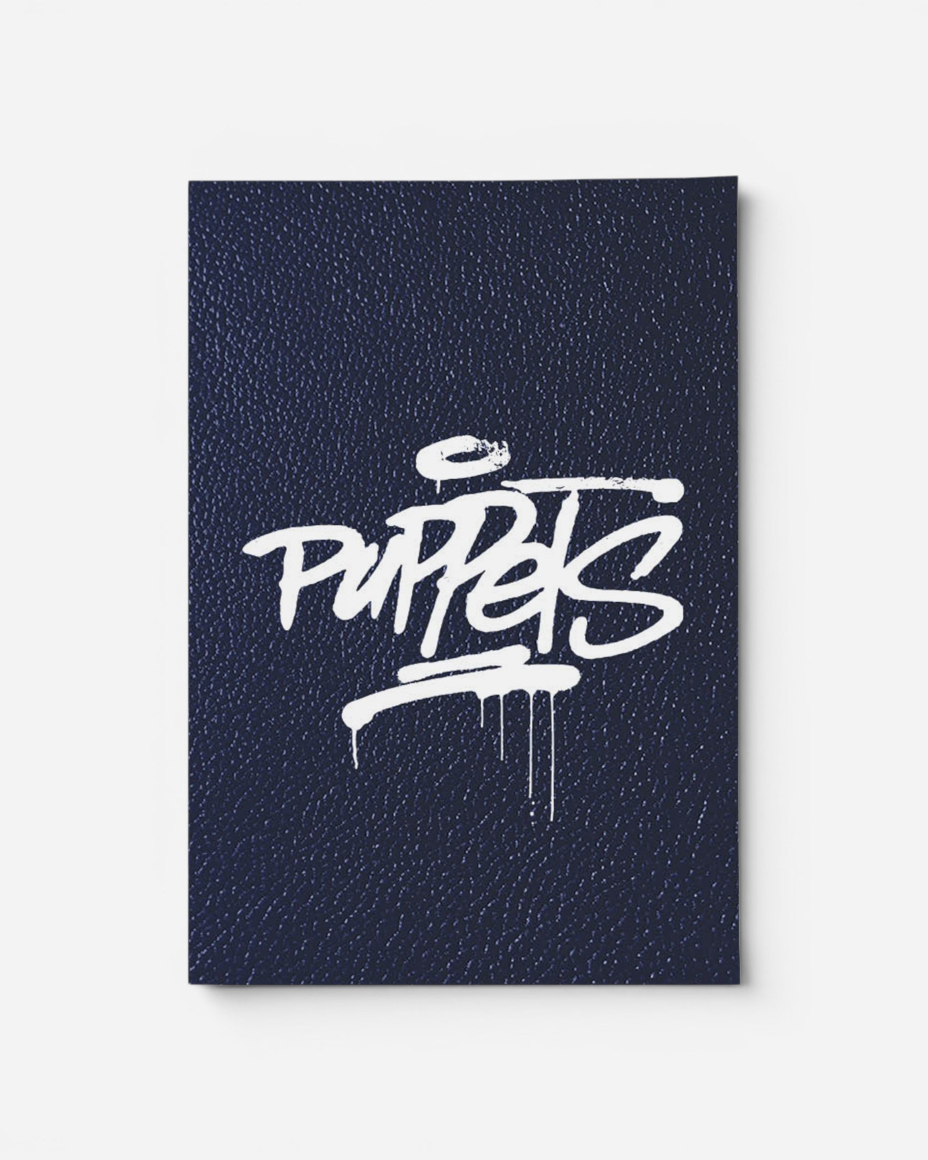 Astrofat PUPPETS: 30 Italian Masters Of Hip Hop Characters Vol.2 book cover with white graffiti-style text on a dark blue textured background.
