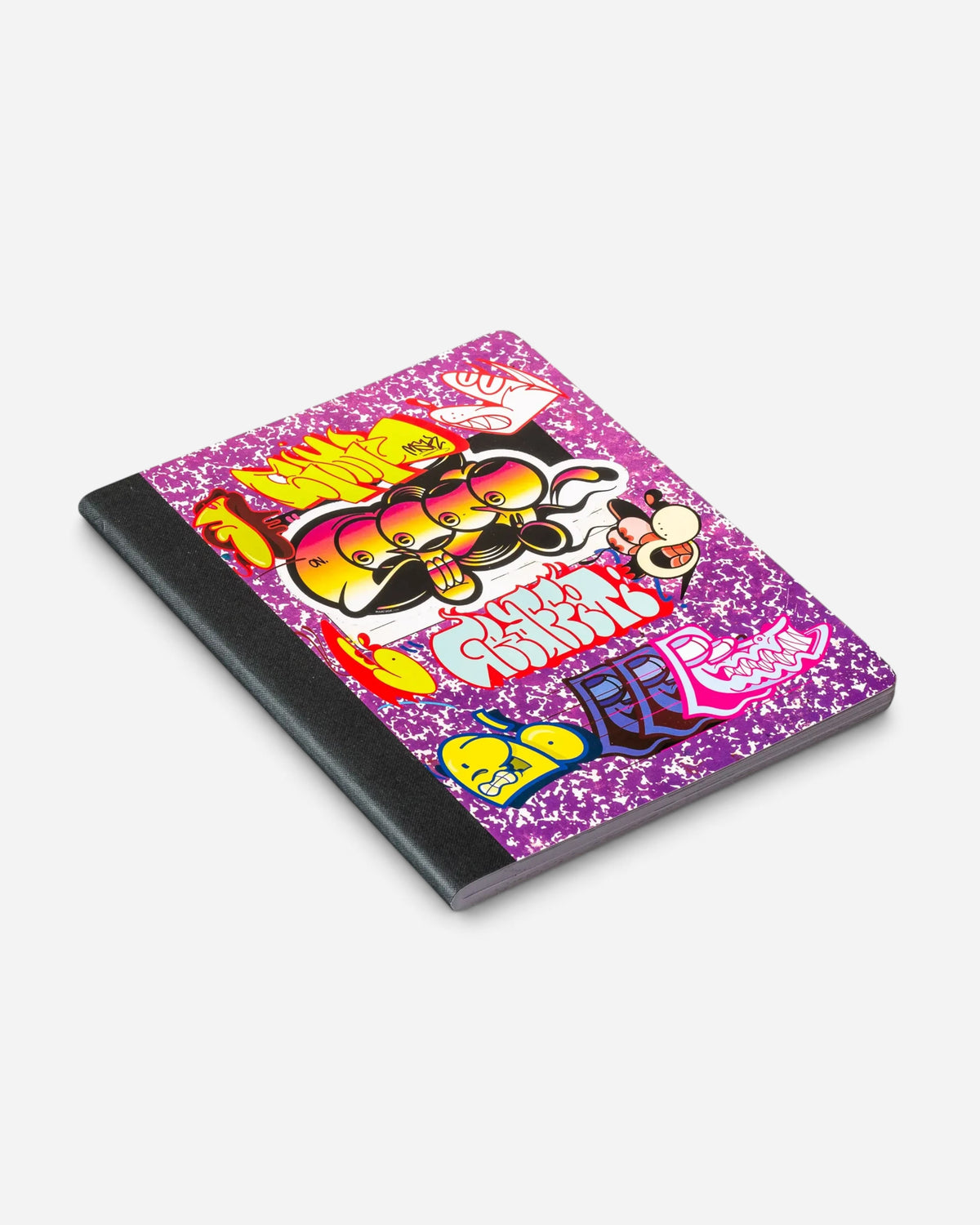 Astrofat Rime Direction Diary Vol.1 softcover book featuring vibrant graffiti sketches and cartoon art on a purple cover
