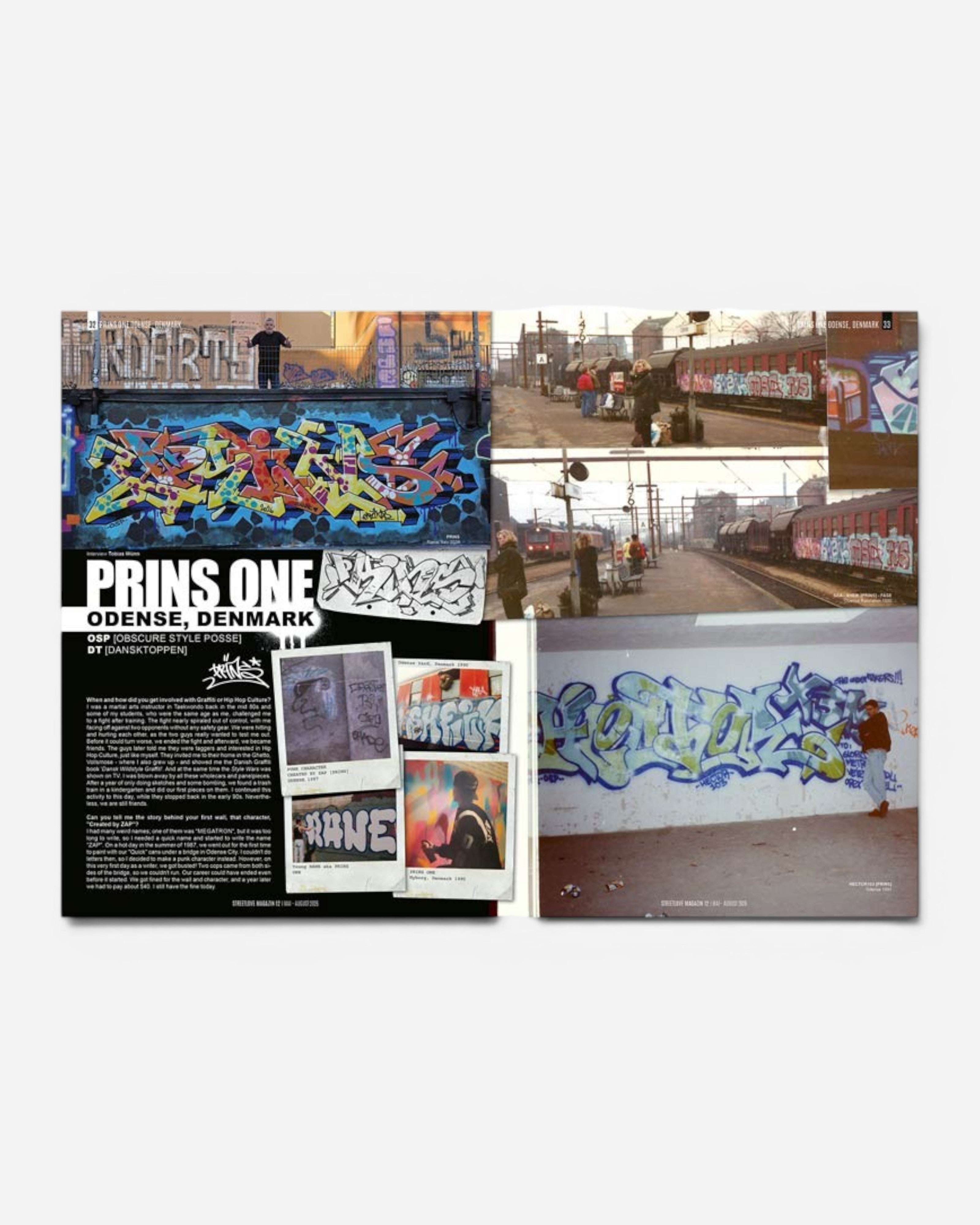 Streetlove Magazine Issue 12 featuring Prins One graffiti art, interviews, and train yard photos. Astrofat.