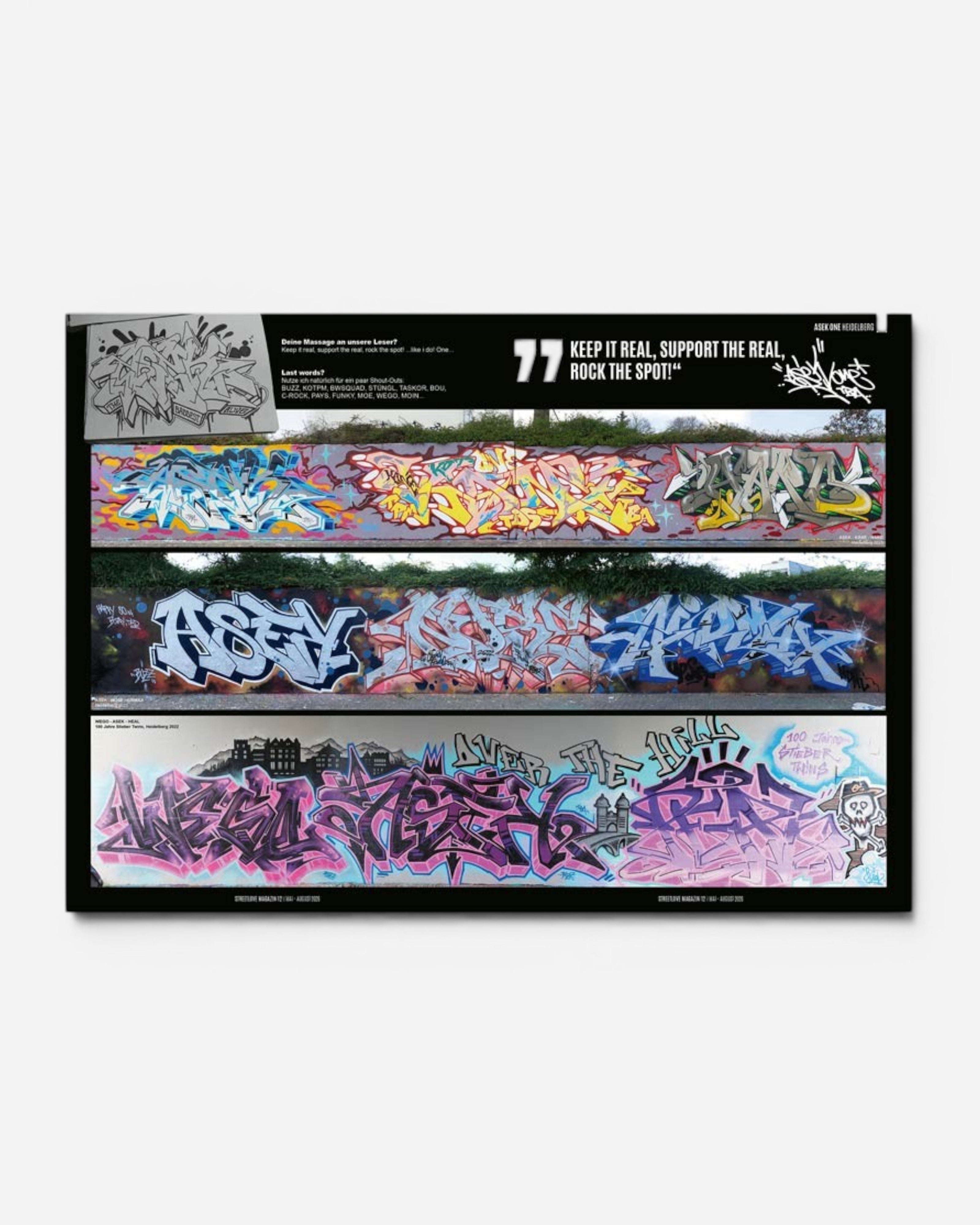 Streetlove Magazine Issue 12 featuring graffiti art by Asek One, Prins One, and Mr Wiggles. Includes interviews and stylewriting.
