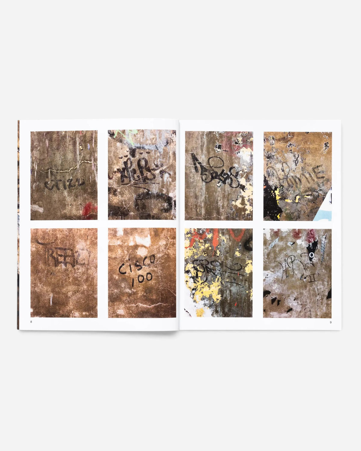 Astrofat Tag Town book pages showing Martha Cooper's archival photographs of vintage New York City graffiti tags.