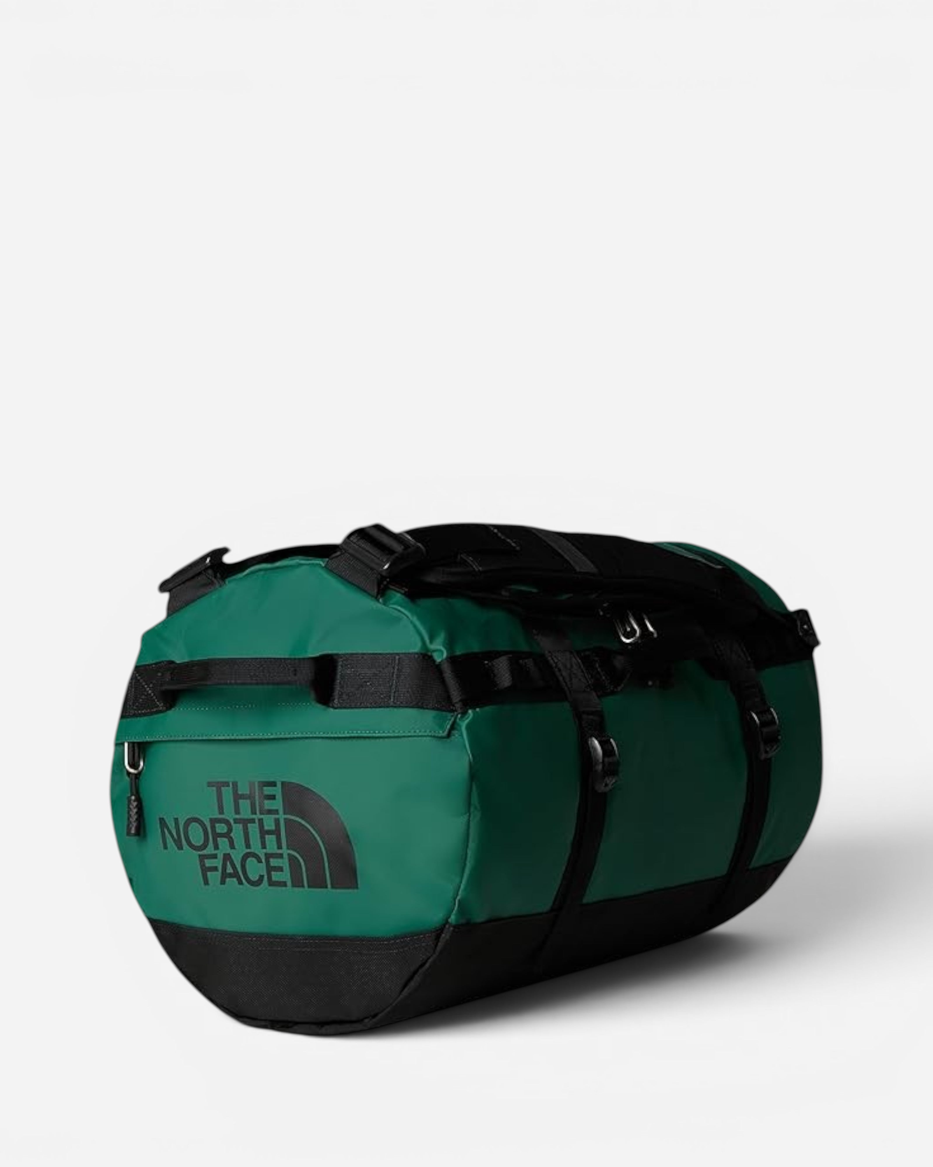 Astrofat The North Face Base Camp 50L duffel bag in evergreen green with black straps and logo detail.