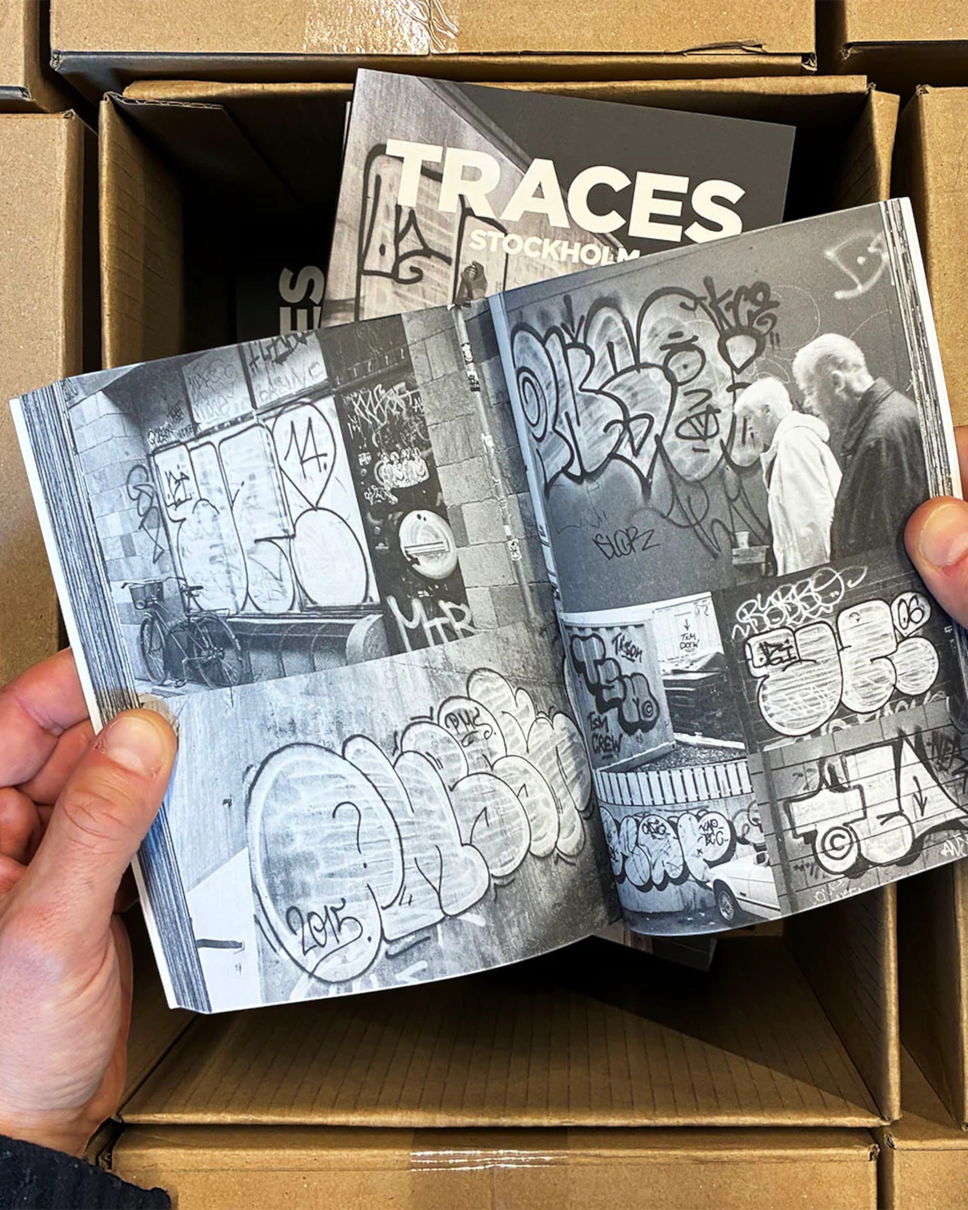 Astrofat Traces Stockholm book, a 204-page black and white collection of graffiti tags and throw-ups photographed in Stockholm over 25 years.