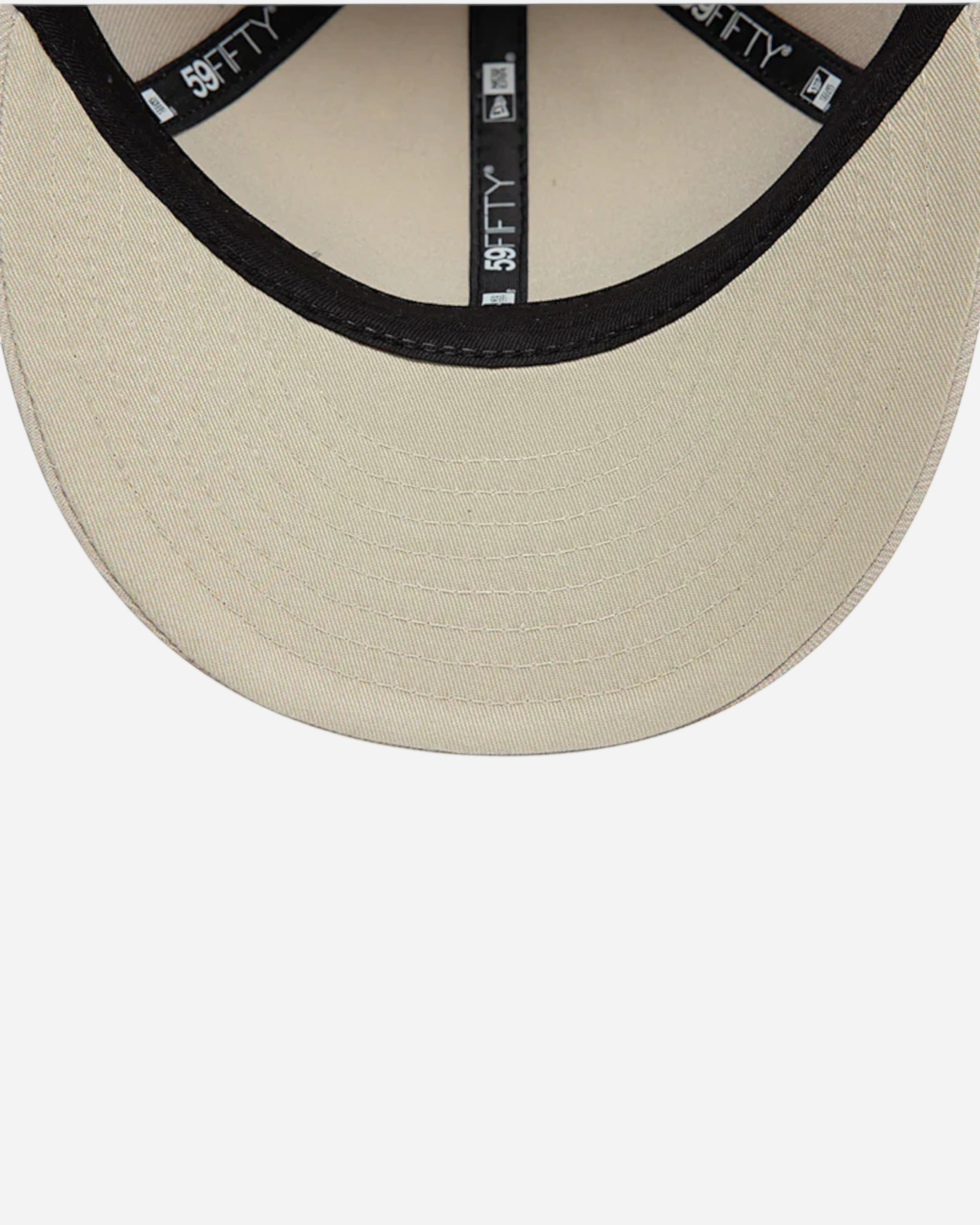 Astrofat 59FIFTY Low Profile Metallic Badge White cap, featuring a structured crown, flat visor, and embroidered New Era flag.
