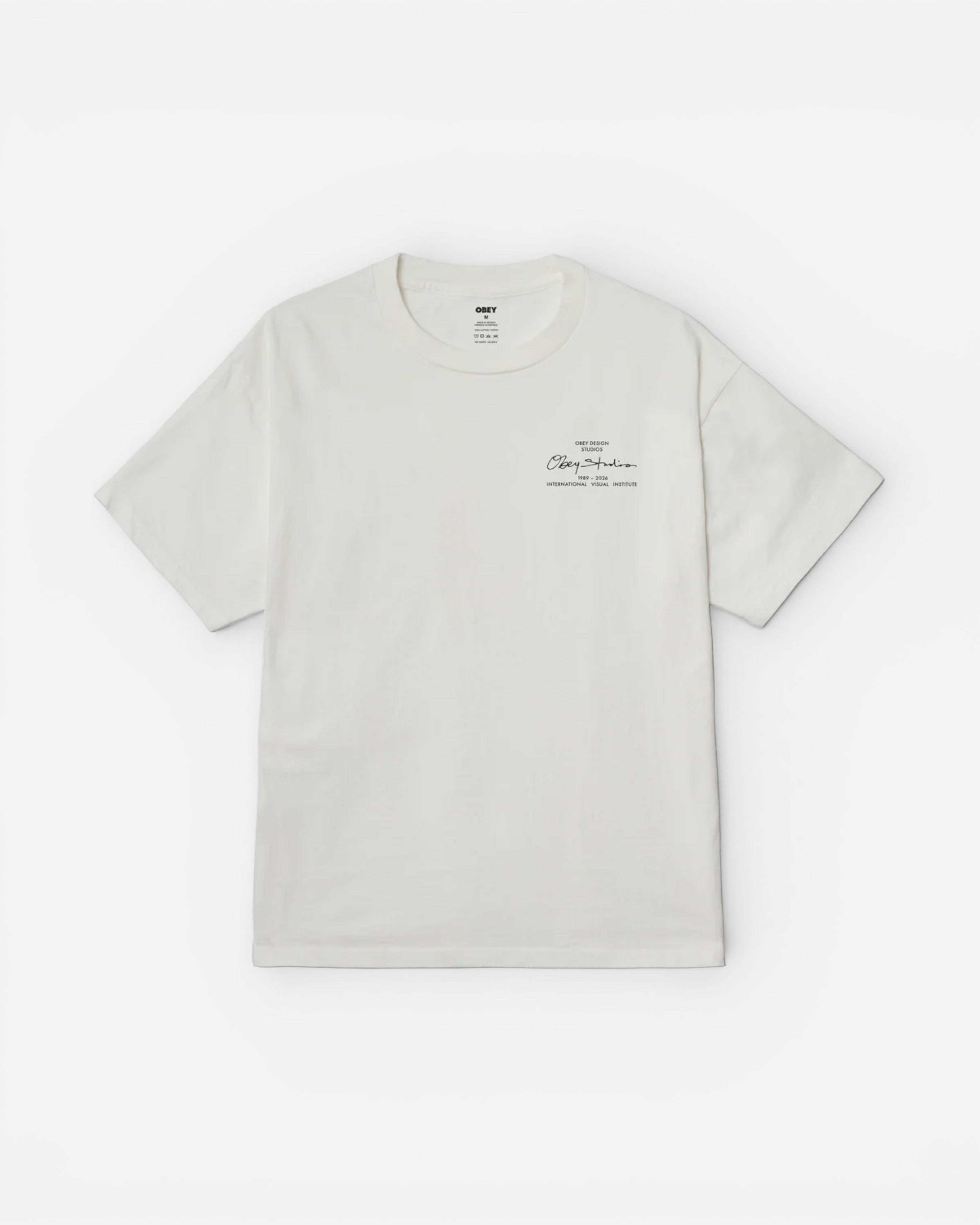 Astrofat Institute Pigment T-shirt in white, made from 100% cotton with a regular fit and printed graphic on the front.