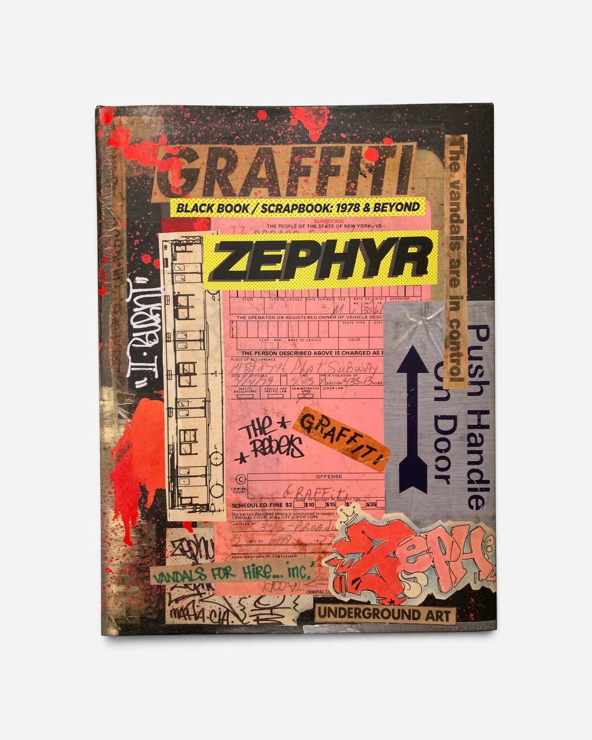 Astrofat Zephyr Graffiti Black Book scrapbook featuring a collage of NYC subway ephemera, vintage tickets, and tags.
