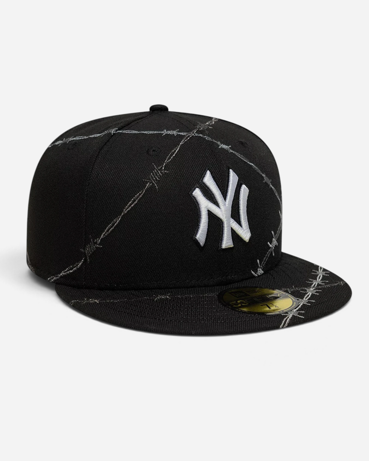 Astrofat navy New York Yankees 59FIFTY fitted cap with white logo and embroidered barbed wire pattern