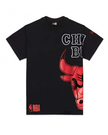 NEW ERA NBA Chicago Bulls Half Logo Oversize Tee Black Red