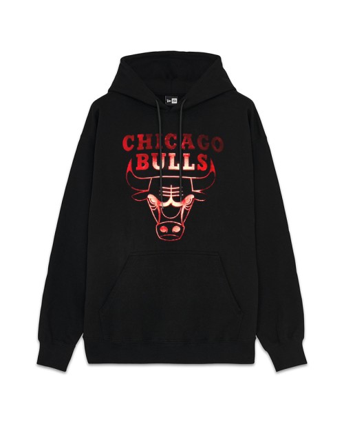 NEW ERA NBA Chicago Bulls Foil Print Hoodie Black Red