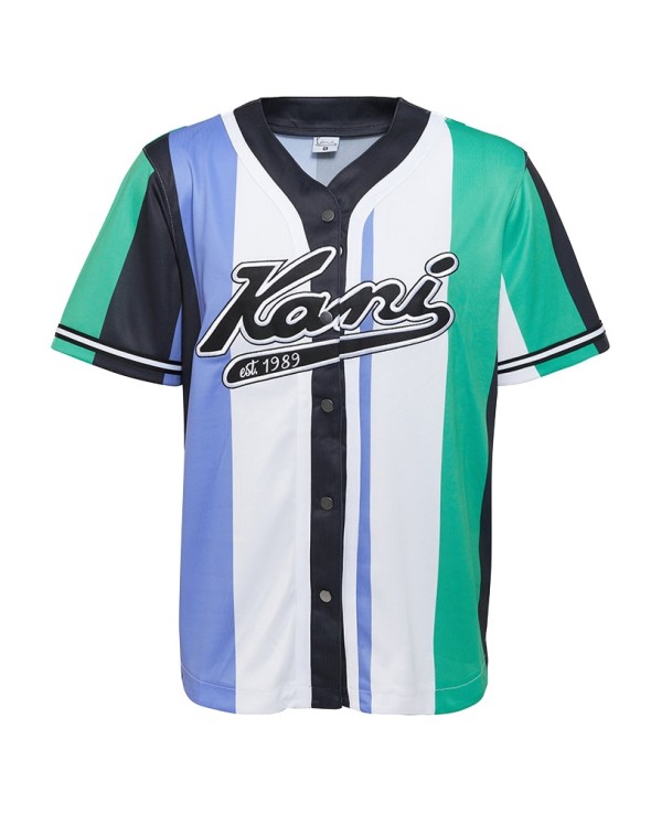 KARL KANI KK Serif Varsity Striped Baseball Shirt Baseball Shirt
