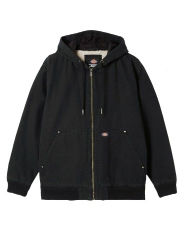 DICKIES Duck Canvas Hooded Jacket Washed Black