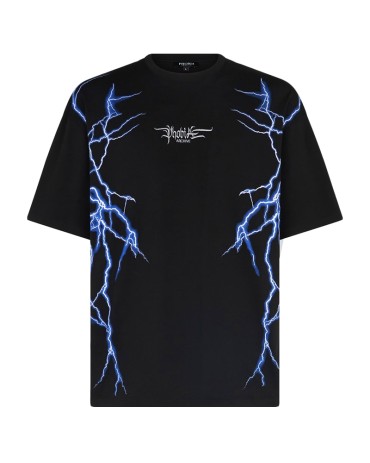 PHOBIA Black T-Shirt With Blue New Lightning