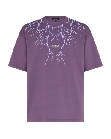 PHOBIA Purple Lightning Embroidery Purple T-Shirt