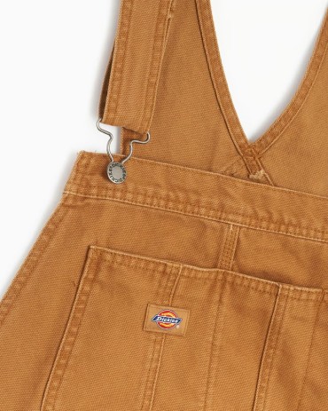 DICKIES Duck Canvas Salopette Bib Stone Washed Brown