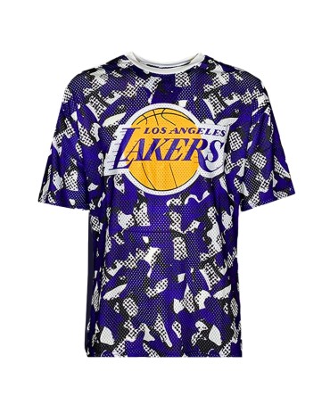 NEW ERA NBA LA Lakers T-Shirt Oversize All Over Print Mesh Viola