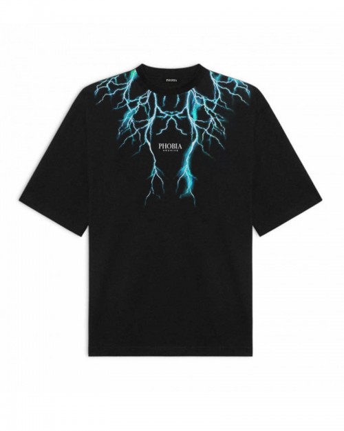 PHOBIA Blue Lightning Black T-shirt