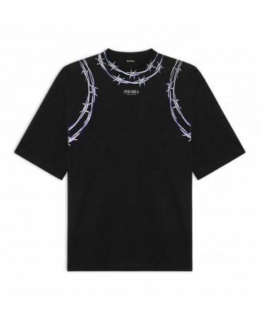 PHOBIA Purple Barbed Wire Black T-shirt