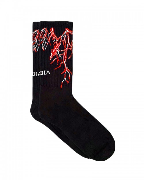 PHOBIA Red Lightning Socks Black