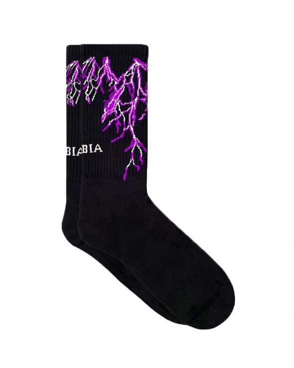 PHOBIA Purple Lightning Socks Black