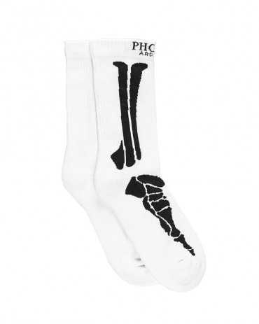 PHOBIA White Socks with Black Bones
