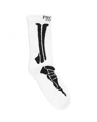 PHOBIA White Socks with Black Bones